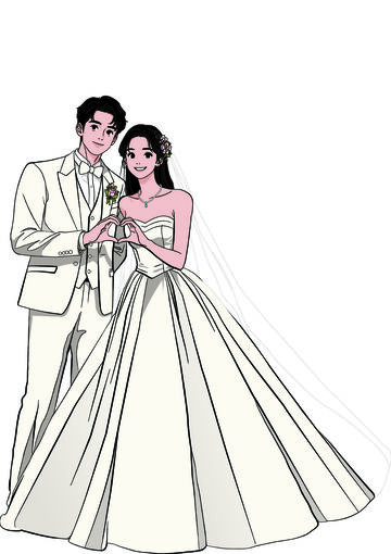原创结婚人物卡通形象矢量图