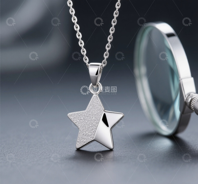 高清大图下载【趣麦麦图】星星 金属  项链 放大镜 