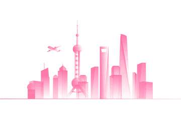 上海地标景点建筑线稿高楼大厦城市