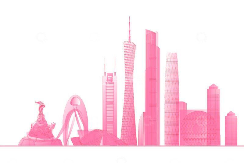源文件下载【趣麦麦图】广州地标景点建筑线稿城市高楼大厦
