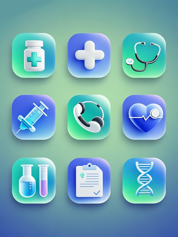 医疗地点药品用具图标设计元素