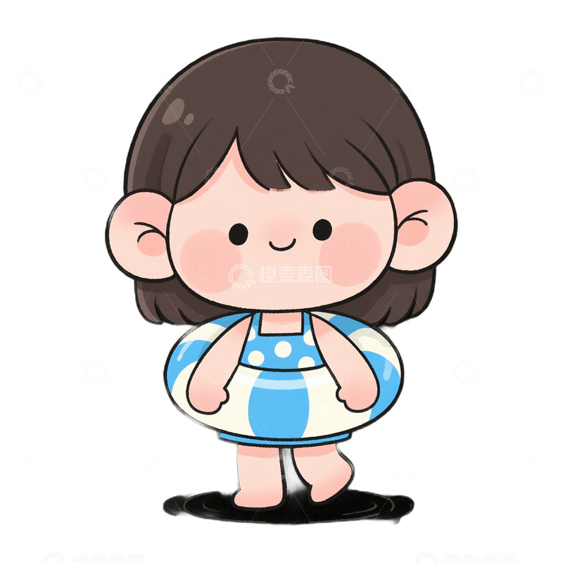 可爱女孩和游泳圈免抠元素1234567
