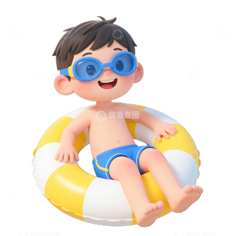 夏季游泳圈和男孩免抠元素123