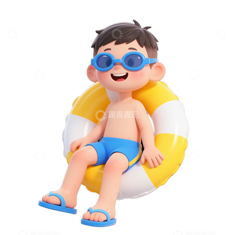 夏季游泳圈和男孩免抠元素12