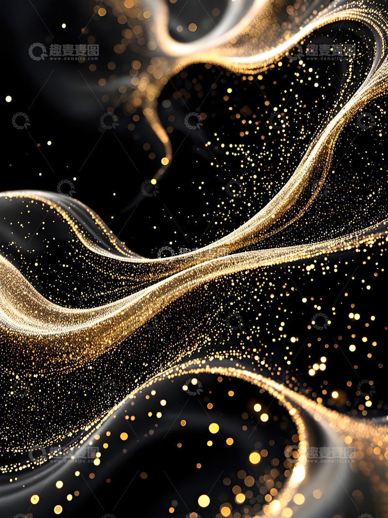 源文件下载【趣麦麦图】高级轻著质感金色粒子黑金房地产邀请函背景123