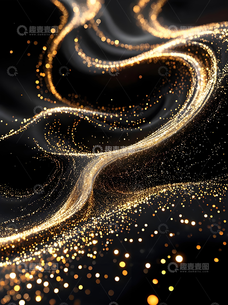 源文件下载【趣麦麦图】高级轻著质感金色粒子黑金房地产邀请函背景3
