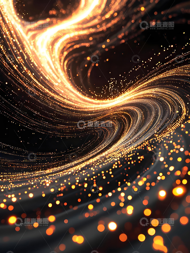 源文件下载【趣麦麦图】高级轻著质感金色粒子黑金房地产邀请函背景12