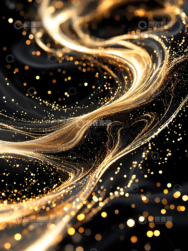 源文件下载【趣麦麦图】高级轻著质感金色粒子黑金房地产邀请函背景123456