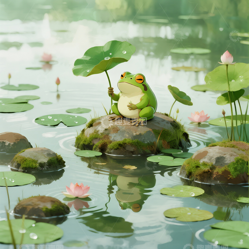 夏日荷塘小青蛙8