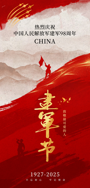 红色建军节海报设计