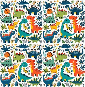 儿童卡通恐龙画画矢量图
