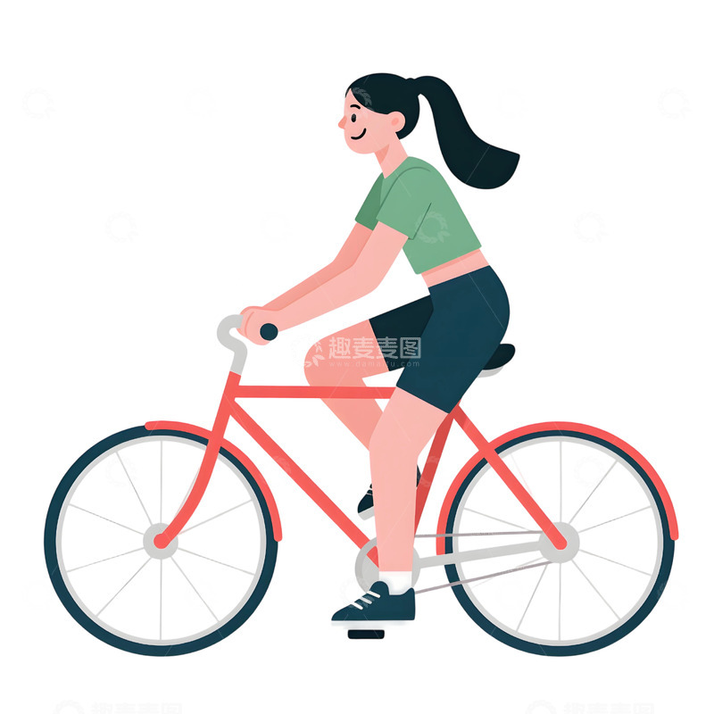 高清大图下载【趣麦麦图】女孩骑行插画素材195