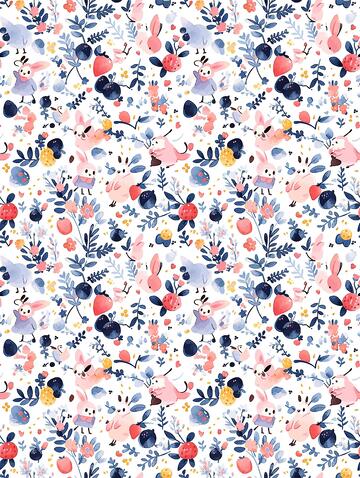 手绘卡通插画动物花草扁平风设计图