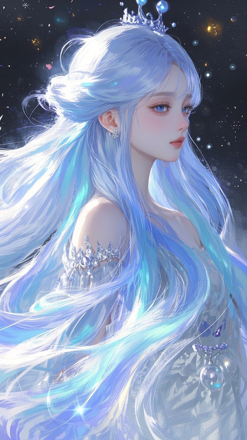 唯美蝴蝶长发少女手绘插画123