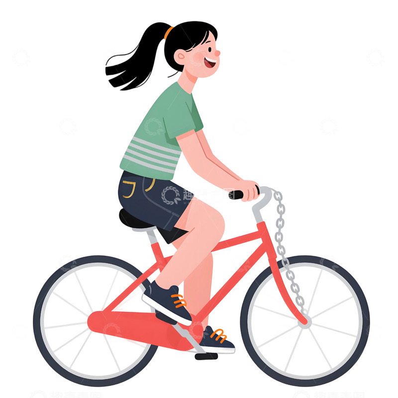 高清大图下载【趣麦麦图】女孩骑行插画素材275