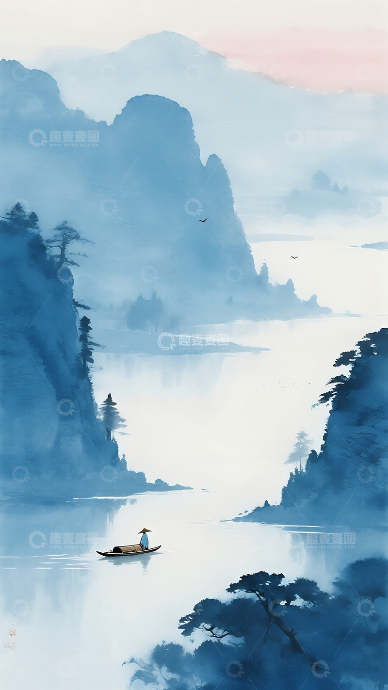 高清大图下载【趣麦麦图】中式山水意境背景