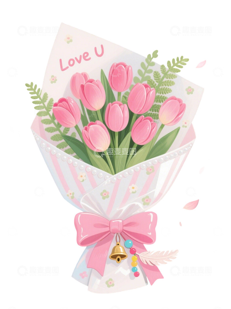 高清大图下载【趣麦麦图】郁金香花束插画主题64