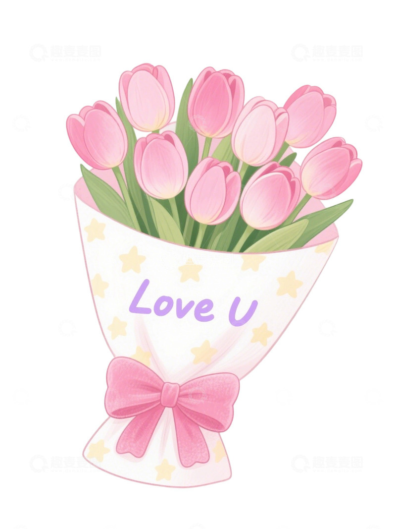 高清大图下载【趣麦麦图】郁金香花束插画主题62
