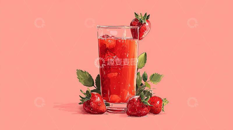 草莓汁  清爽  冰爽   