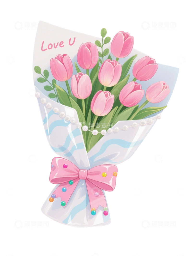 高清大图下载【趣麦麦图】郁金香花束插画主题58