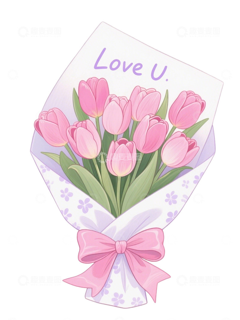 高清大图下载【趣麦麦图】郁金香花束插画主题51