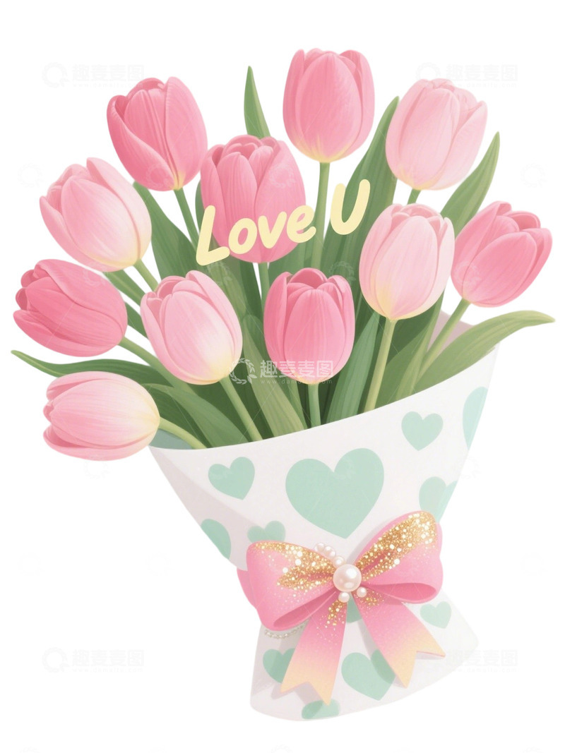 高清大图下载【趣麦麦图】郁金香花束插画主题68