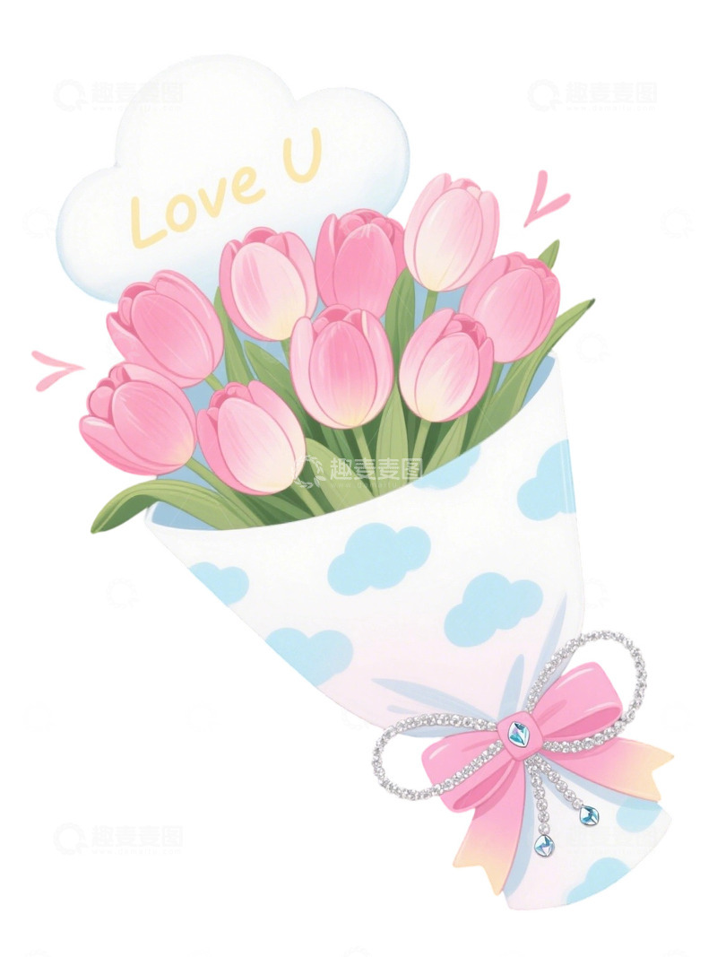 高清大图下载【趣麦麦图】郁金香花束插画主题67