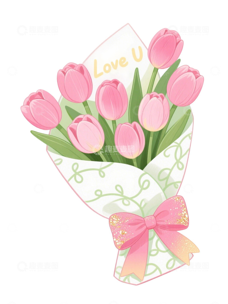 高清大图下载【趣麦麦图】郁金香花束插画主题56