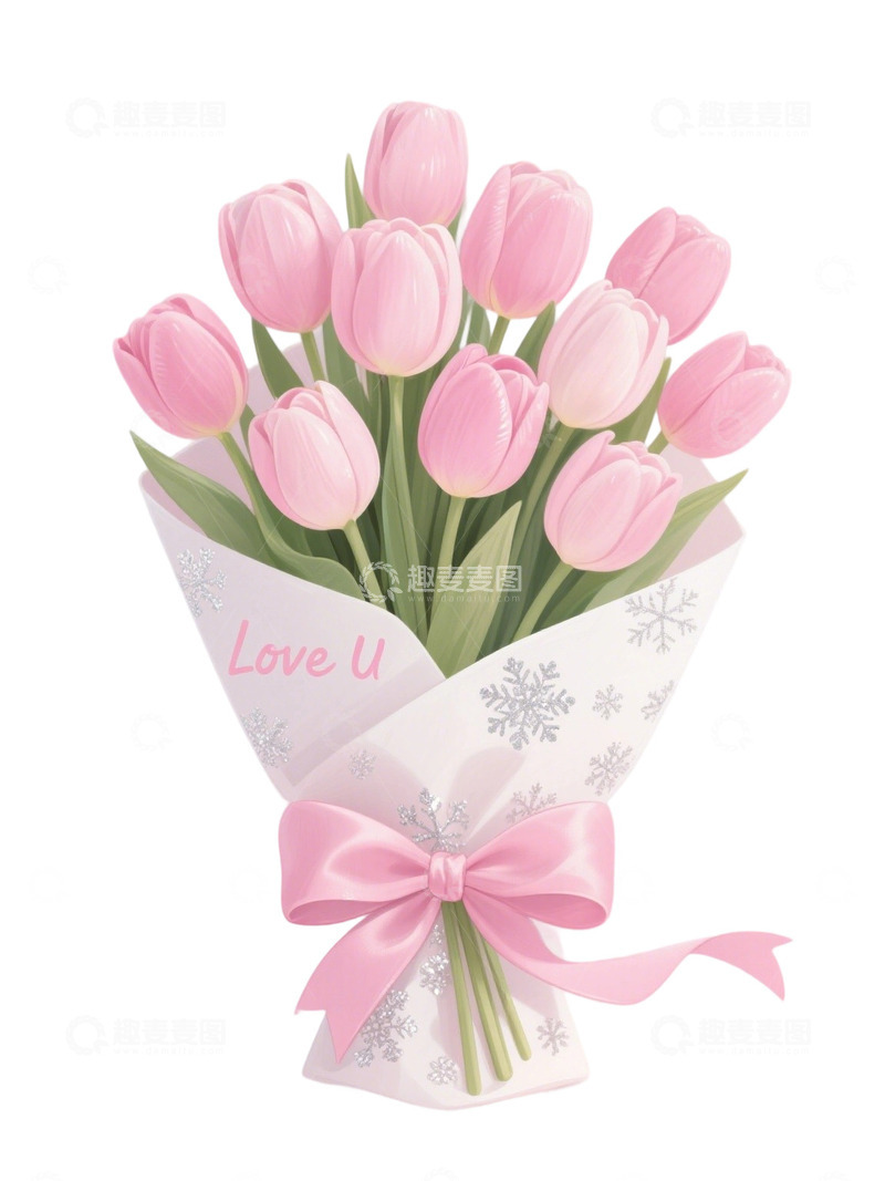 高清大图下载【趣麦麦图】郁金香花束插画主题57