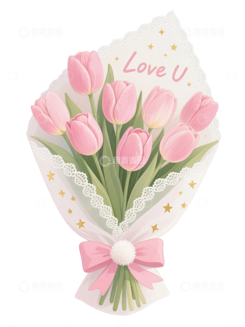 高清大图下载【趣麦麦图】郁金香花束插画主题60