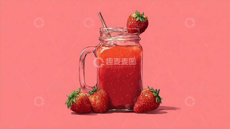 高清大图下载【趣麦麦图】草莓汁  果香  鲜香  
