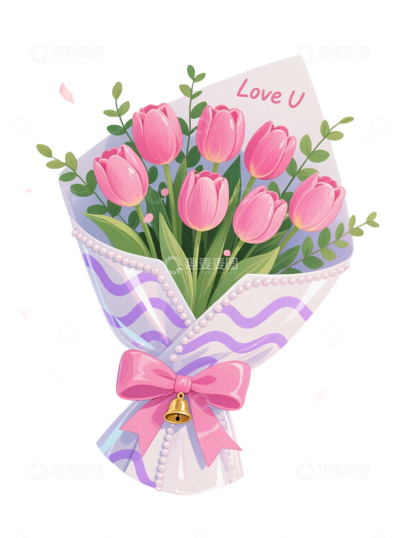 高清大图下载【趣麦麦图】郁金香花束插画主题70