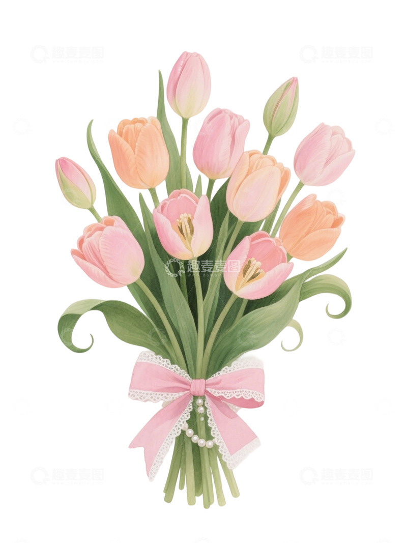 高清大图下载【趣麦麦图】郁金香花束插画主题80q