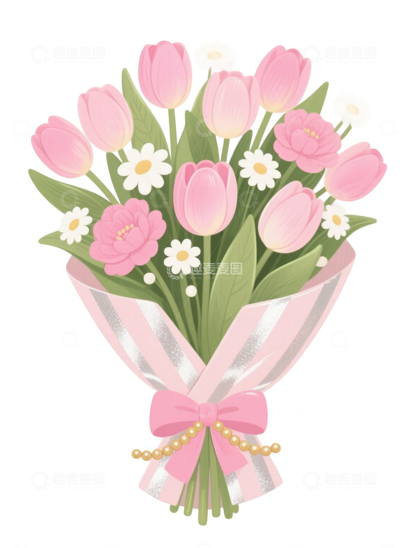 高清大图下载【趣麦麦图】郁金香花束插画主题96q