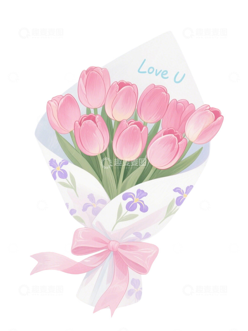 高清大图下载【趣麦麦图】郁金香花束插画主题77