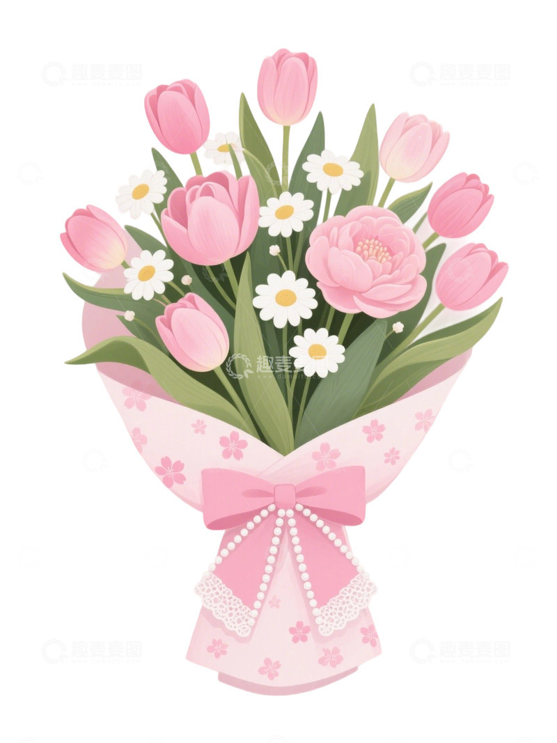 高清大图下载【趣麦麦图】郁金香花束插画主题99q