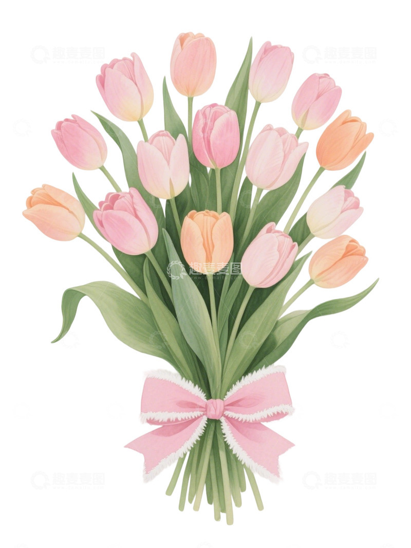 高清大图下载【趣麦麦图】郁金香花束插画主题74q