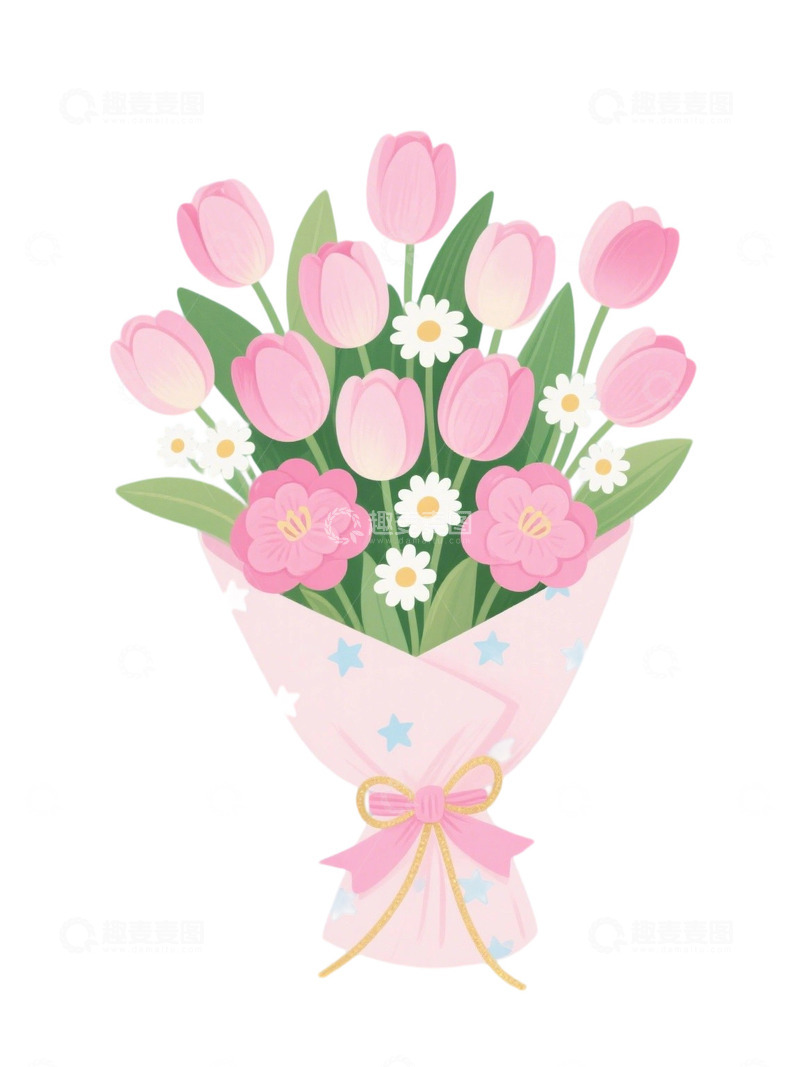 高清大图下载【趣麦麦图】郁金香花束插画主题81q