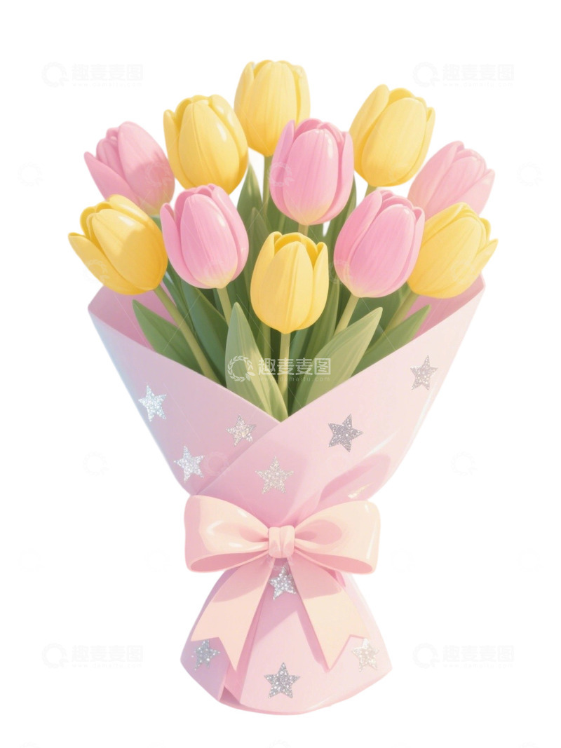 高清大图下载【趣麦麦图】郁金香花束插画主题90q
