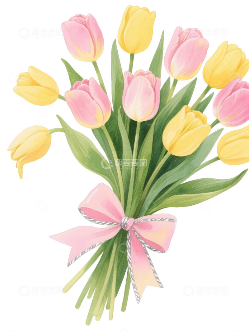 高清大图下载【趣麦麦图】郁金香花束插画主题71q