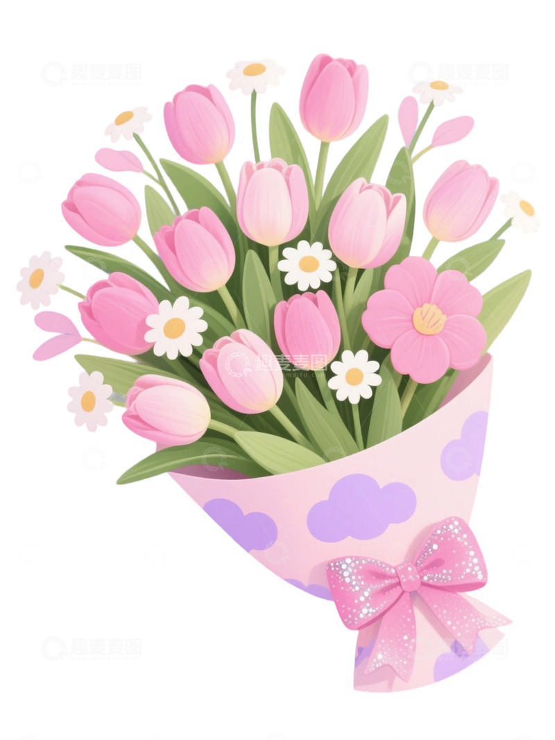 高清大图下载【趣麦麦图】郁金香花束插画主题98q