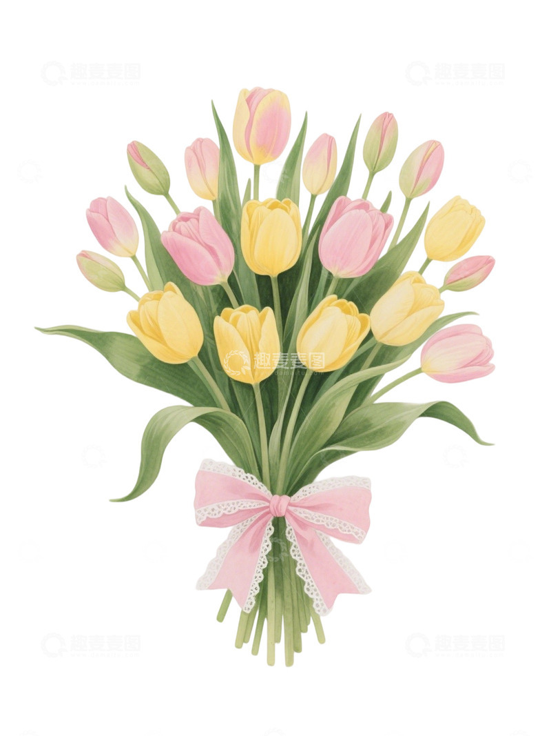 高清大图下载【趣麦麦图】郁金香花束插画主题72q