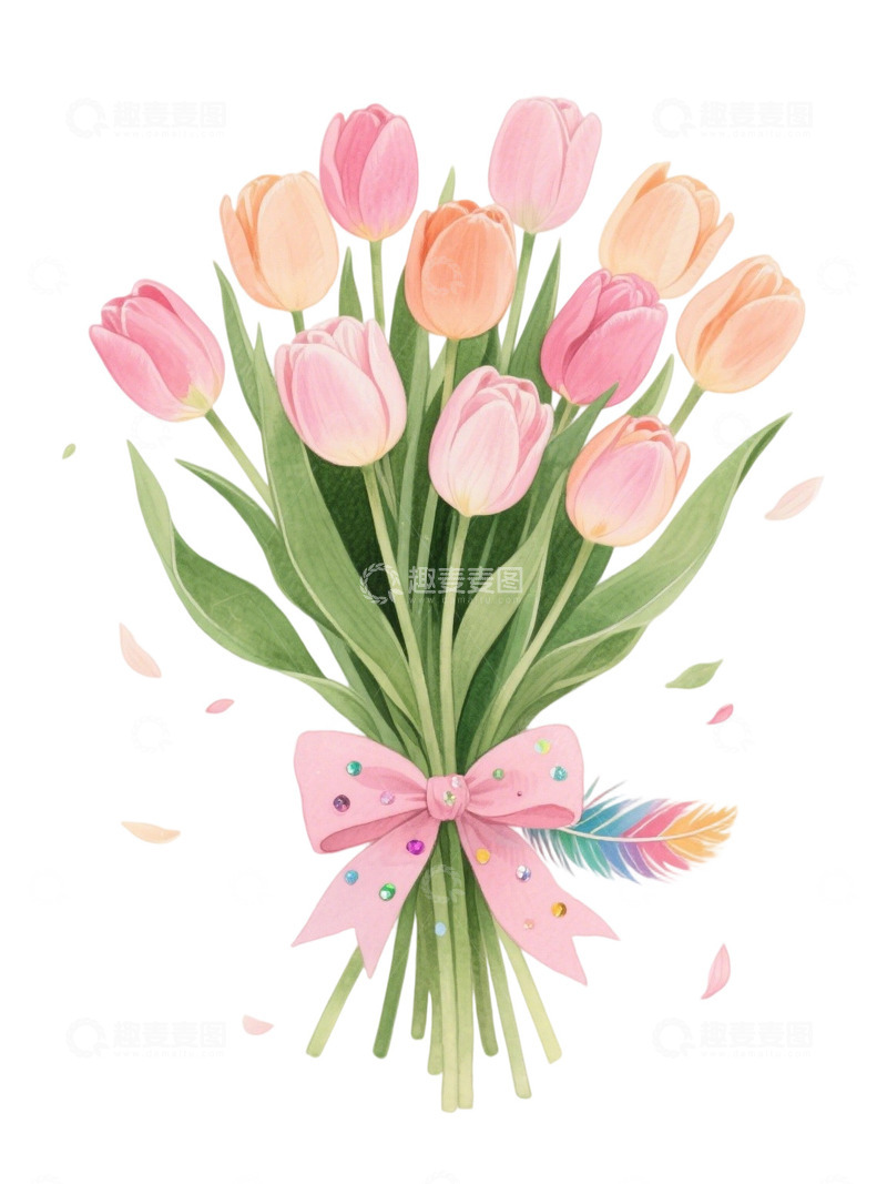 高清大图下载【趣麦麦图】郁金香花束插画主题78q