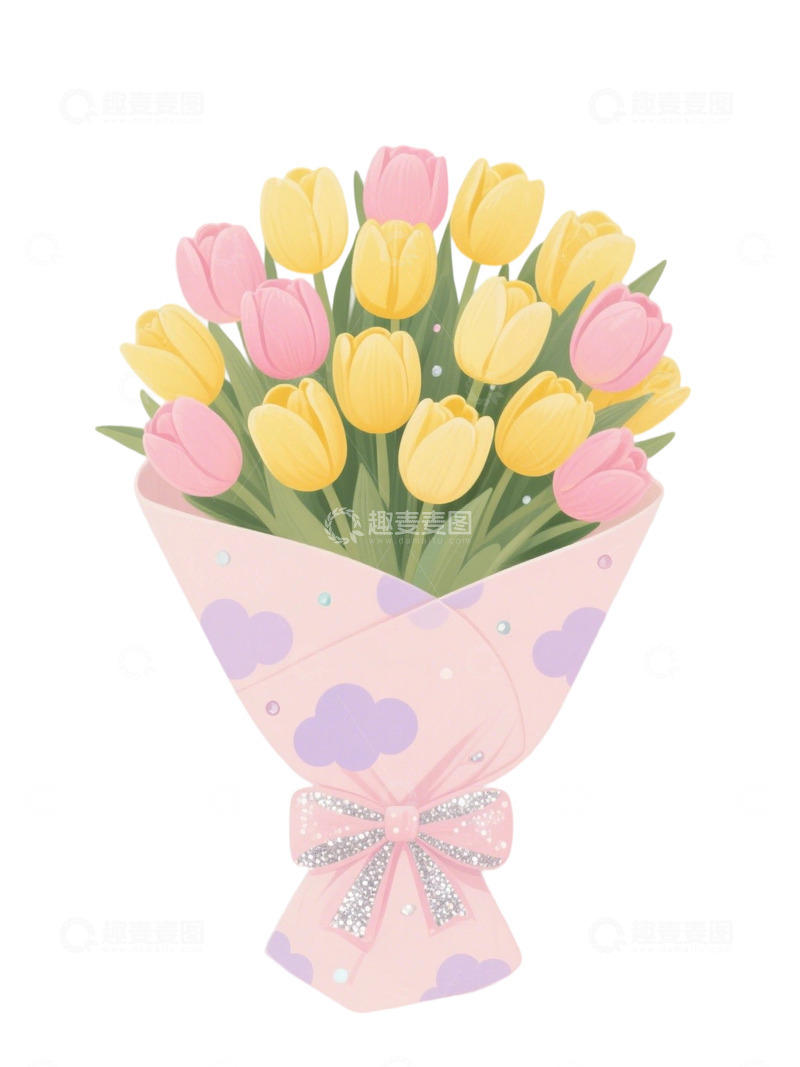 高清大图下载【趣麦麦图】郁金香花束插画主题85q