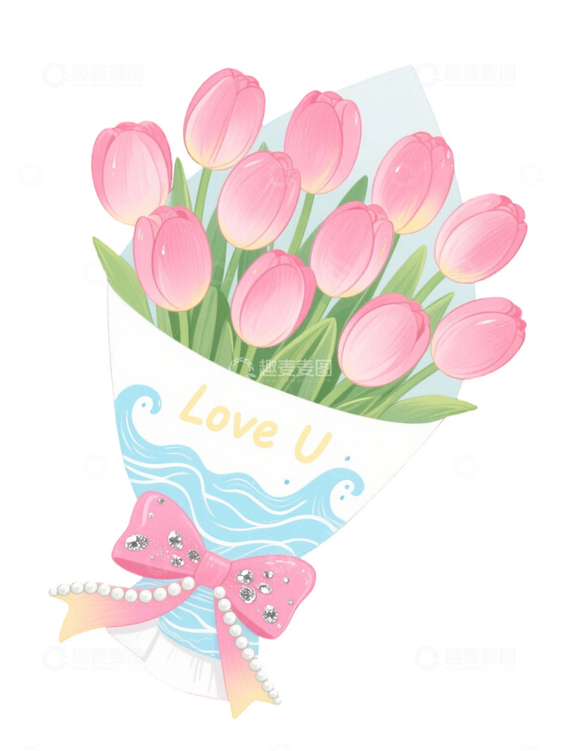 高清大图下载【趣麦麦图】郁金香花束插画主题80
