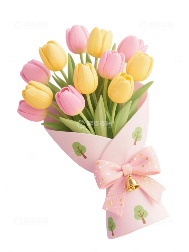 高清大图下载【趣麦麦图】郁金香花束插画主题86q