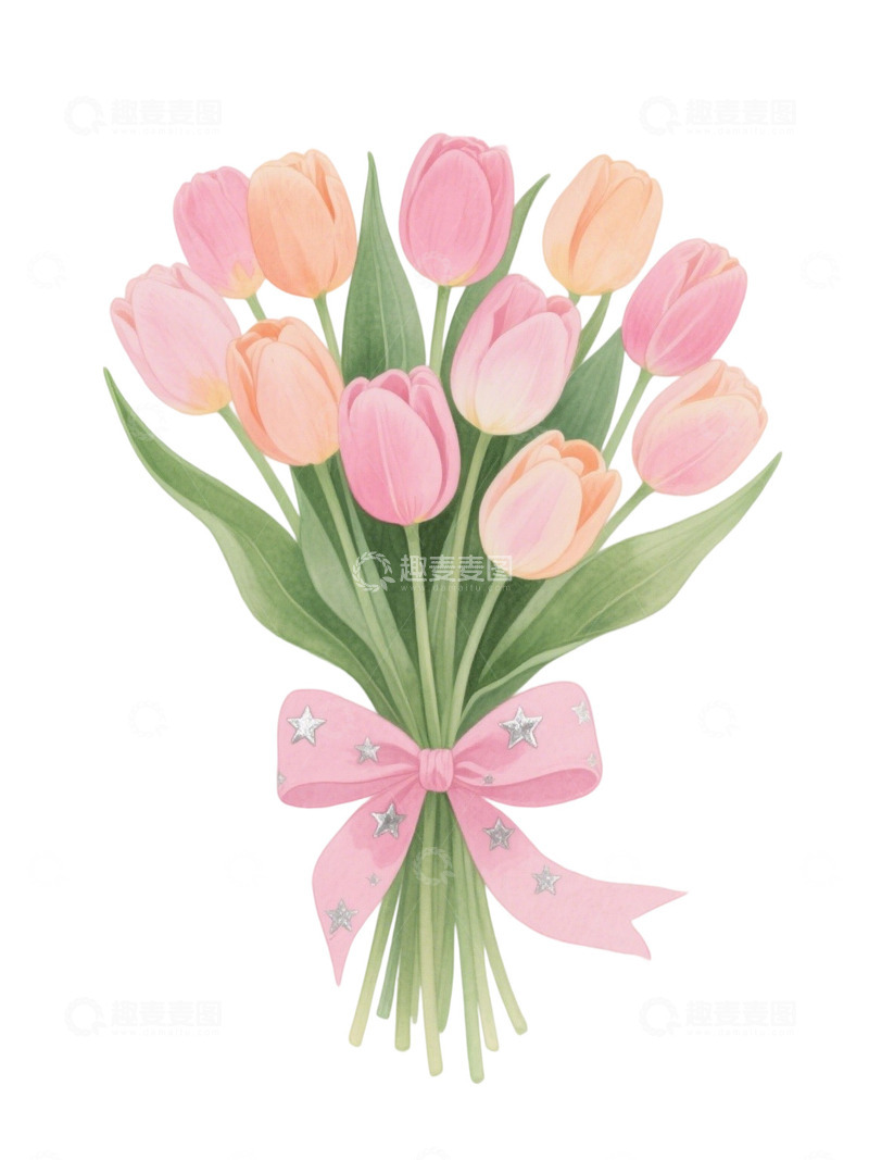 高清大图下载【趣麦麦图】郁金香花束插画主题76q