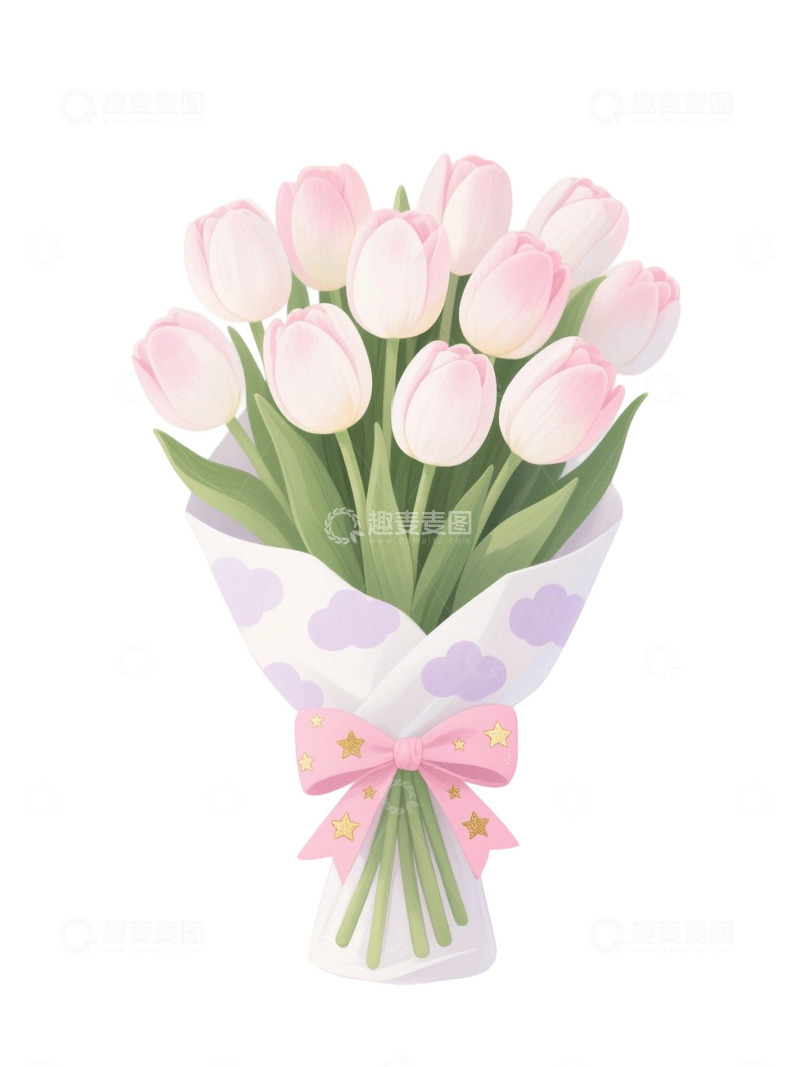 高清大图下载【趣麦麦图】郁金香花束插画主题84q