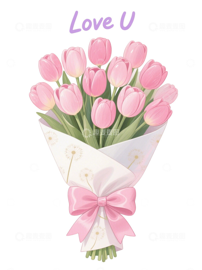 高清大图下载【趣麦麦图】郁金香花束插画主题78