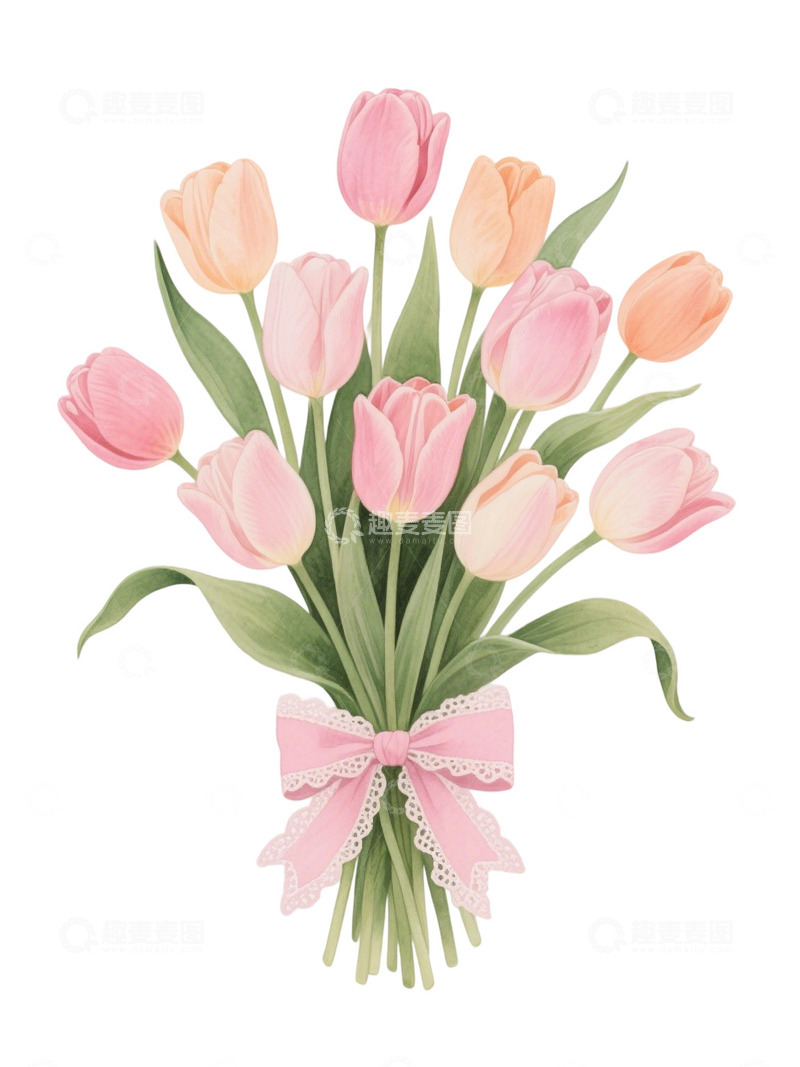 高清大图下载【趣麦麦图】郁金香花束插画主题71
